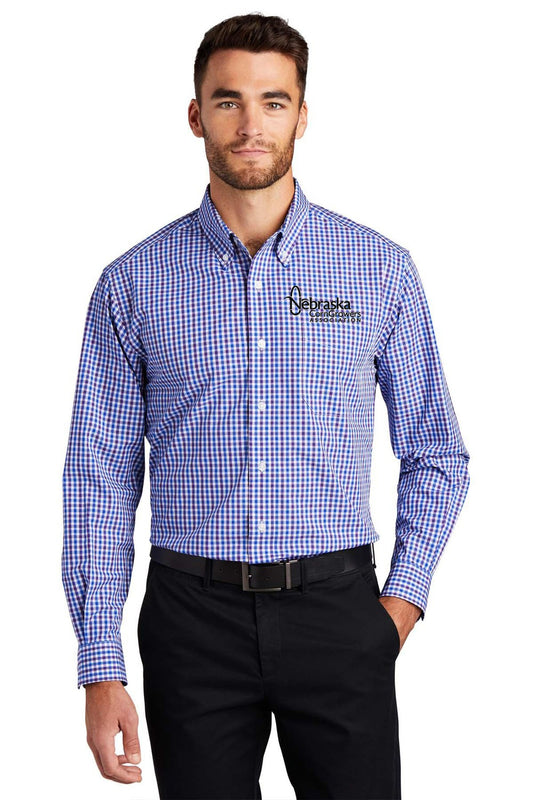 Port Authority Mens Long Sleeve Gingham Easy Care Shirt